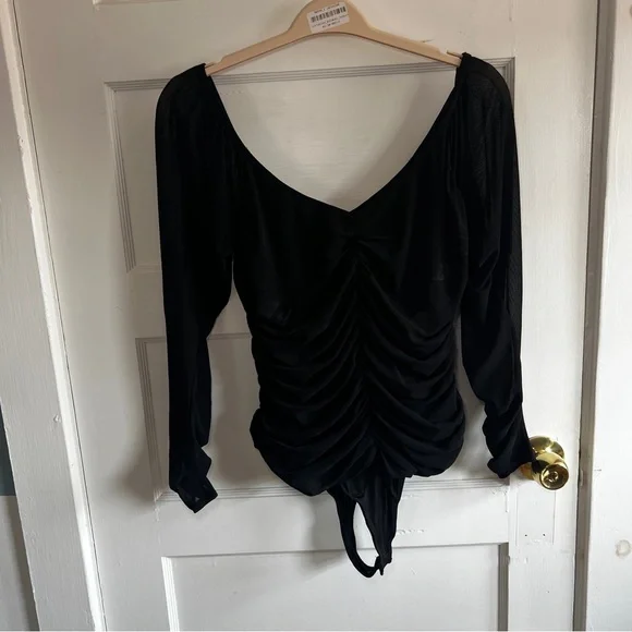 Astr Ruched Puff Sleeve Bodysuit in Sz XL - Picture 2 of 10